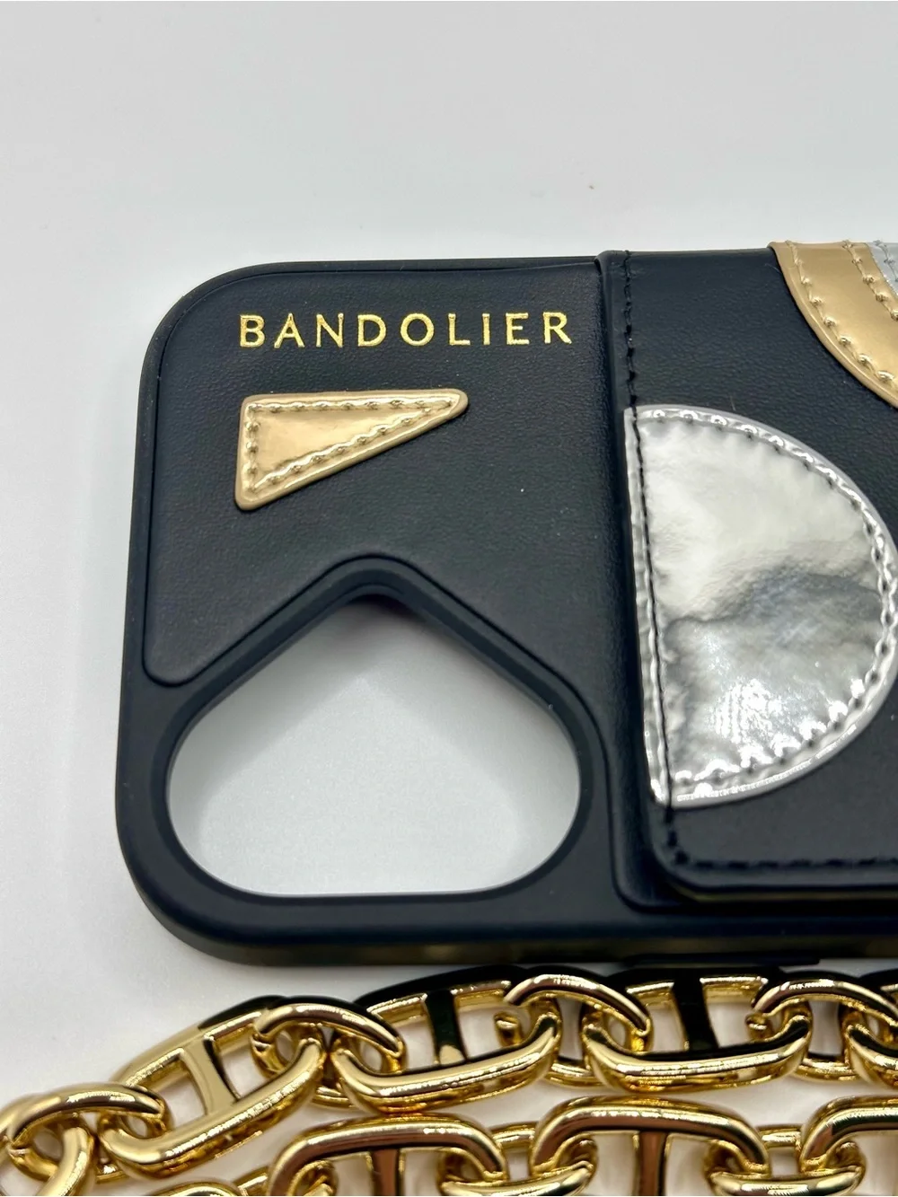 Bandolier Isla Magsafe Wristlet Phone Case Black Gold iPhone 16 Card Slots